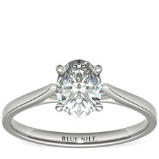 Petite Cathedral Solitaire Engagement Ring in 14k White Gold 